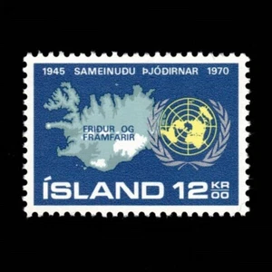 Iceland, Scott 427, UN Emblem & Map, 1970, MNH, 107277 - Picture 1 of 2