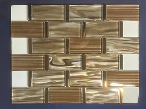 NY92 Brown Glass Rectangle Mosaic Tile Kitchen Bathroom Backsplash - Picture 1 of 4