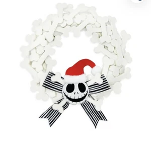 Disney Jack Skellington Holiday Wreath Bone The Nightmare Before Christmas NEW - Picture 1 of 12