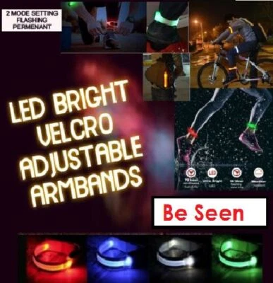 LED Light Bright Armband Silicone Reflective Running Safety Bands Bracelet Glow - Image 1 of 4