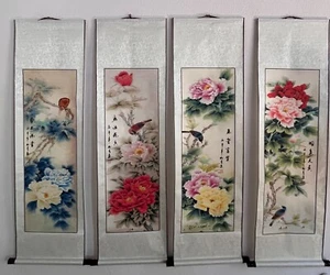 4 cuadros en rollo China flores y pintura de pájaros - Imagen 1 de 7