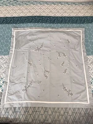 Morgan finch ice blue embroidered blossom floral european euro pillow case 60cm - image 1 of 4