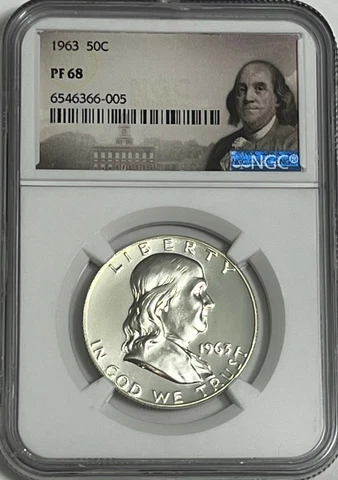 1963 NGC PF68 PROOF BEN FRANKLIN HALF DOLLAR 50c 90% SILVER WHITE COINS PORTRAIT Cover