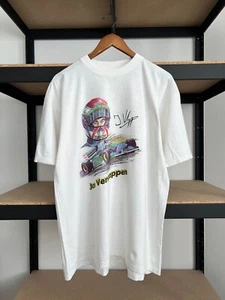 Vintage 90s Jos Verstappen Benetton F1 Racing White T-shirt Sz XL - Picture 1 of 13