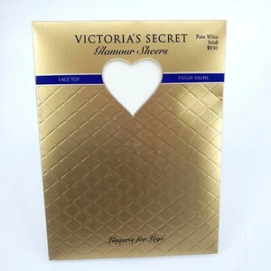 Victoria's Secret Womens Thigh High Nylons Size Small White Lace Top Sheer New - Picture 1 of 9
