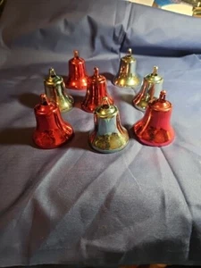 Vintage Bradford 8 Unbreakable Plastic Christmas Ornaments Bells  - Picture 1 of 6