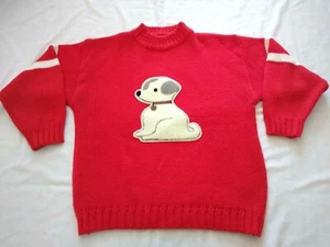 Suéter Rojo Apliques Perro Años 80 90 De Colección Talla Grande 20W Acrílico Tacto Dorado - Imagen 1 de 6