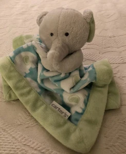 Manta de seguridad Carters Elephant Lovey verde aguamarina azul - Imagen 1 de 9