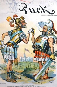 Platt and Crocker 1898 BOSSES AFTER the BATTLE GLADIATORS Puck Art Cover Print - Picture 1 of 12