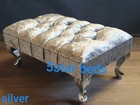 foot rest pouffe stool queen anne legs silver crushed  velvet new style 