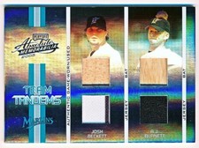 2005 Absolute Josh Beckett AJ Burnett Team Tandems Spectrum Quad Jersey Bat /50