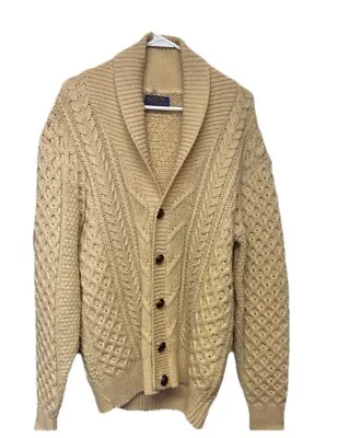 98 Vtg Pendleton Cardigan Shawl Collar Leather Buttons Grandpa Made USA XL - Image 1 of 4