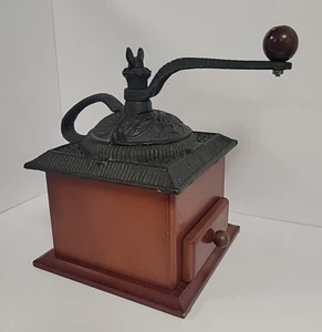 Vintage Antique Coffee Grinder Wood & Cast Iron - Good Working Condition TESTED - Picture 1 of 6