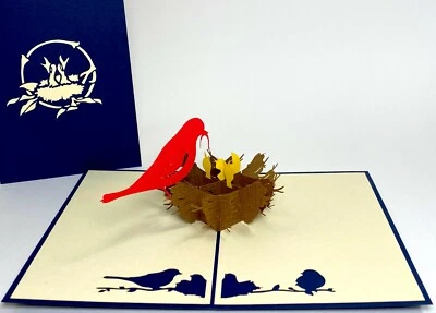 Cute Bird Nest Pop Up Card.3D Valentine/Mothers Day/New Mom/Baby Shower/New Baby - Image 1 of 4