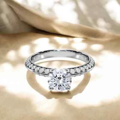 14K White Gold 1.50 Ct Lab Created Round Diamond Wedding Ring IGI Certified - Image 1 of 4