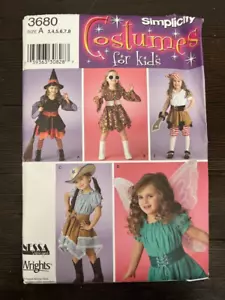 Disfraz infantil Simplicity 3680 bruja pirata vaquera hada talla 3-8 sin cortar - Imagen 1 de 5