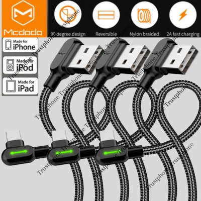 3 Pack Mcdodo 90 Degree Elbow USB Cable Charger Cord For iPhone 11 12 13 14 Pro - Image 1 of 4