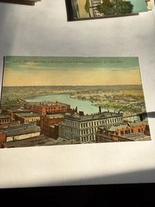 Vintage Postcard "View of Mississippi River Wholesale District, St. Paul, Minn." - Picture 1 of 8