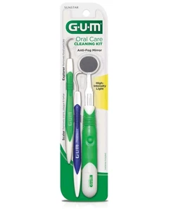 GUM Oral Care Dental Cleaning Kit Mirror w/Light Metal Pick Scaler *DAMAGED PKG* - Picture 1 of 9