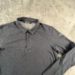 Arc'teryx Polo Shirt Mens Medium Gray Long Sleeve Stretch Hiking Performance - Picture 1 of 12