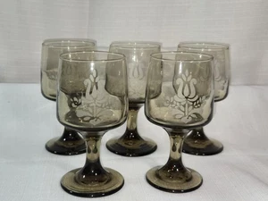 Pfaltzgraff Village kurze Weingläser rauchbraun 5er Set Vintage  - Bild 1 von 11