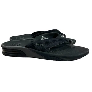 Reef Sandals Womens 7 Mens 5 Black Fanning Bottle Opener Coastal Beach - Picture 1 of 8