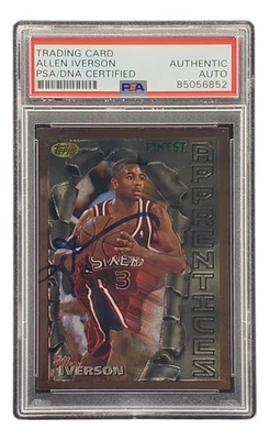 Allen Iverson Signed 1996 Topps Finest #69 76ers Rookie Card PSA/DNA - Image 1 of 4