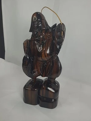 Estatua de madera tallada a mano buena suerte pescadores Ebisu de siete dioses de la suerte de colección Foto 1 de 4