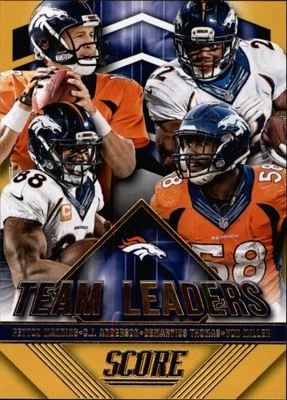 2015 Score Team Leaders Gold #25 C.J. Anderson Thomas Peyton Manning Von Miller - Image 1 of 2