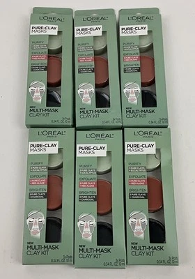 6 BOXES OF L'OREAL PARIS Pure-Clay Masks Multi-Mask Clay Kit  - Image 1 of 3