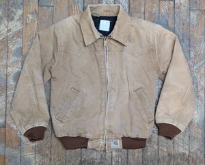 Vtg Boys Medium Carhartt JQ2006 Duck Flannel Quilted Lined Santa Fe Jacket USA - Picture 1 of 16