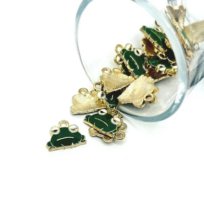 Green Grumpy Frog Charms, 12.5x15.5mm - US Seller - Image 1 of 4