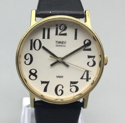 Reloj Timex Easy Reader Vintage Mujer 32mm Tono Dorado Correa Cuero Batería Nueva Foto 1 de 4
