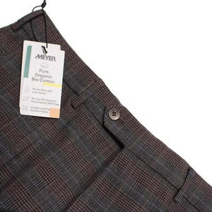 Meyer NWT Chinos / Casual Pants Size 52 (36 US) Bonn In Gray Plaid Cotton Blend - Picture 1 of 18