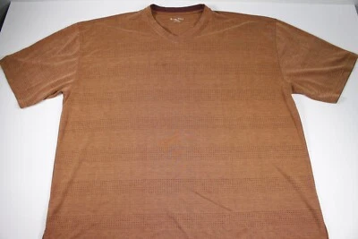 Camiseta Birmania Bibas Para Hombre Talla XXL Marrón Óxido Granate Punto Rayas Club Cuello en V Foto 1 de 4