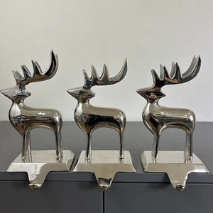 Versilbert Rentier Weihnachten Strumpf Halter Aufhänger Kaminsims Haken - Menge 3 - Bild 1 von 7