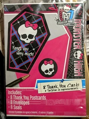Muñecas Monster High Gracias Postales Sobres Sellos Forma Ataúd Paquete De 8 Foto 1 de 2