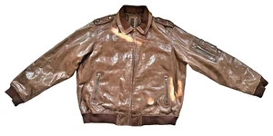 Knoles & Carter Mens 5XL Brown Quilt Lined Fleece Trim Full Zip Leather Jacket - Picture 1 of 11