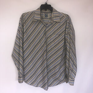 Brooklyn Xpress Polyester Blend XL Long Sleeve Button Front Striped Shirt