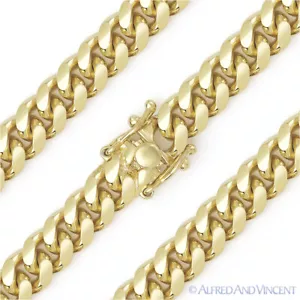 Bracciale Catena Placcato Oro Giallo Oro Sterling 925 Miami Maglia Cubana 7,2 mm - Foto 1 di 2