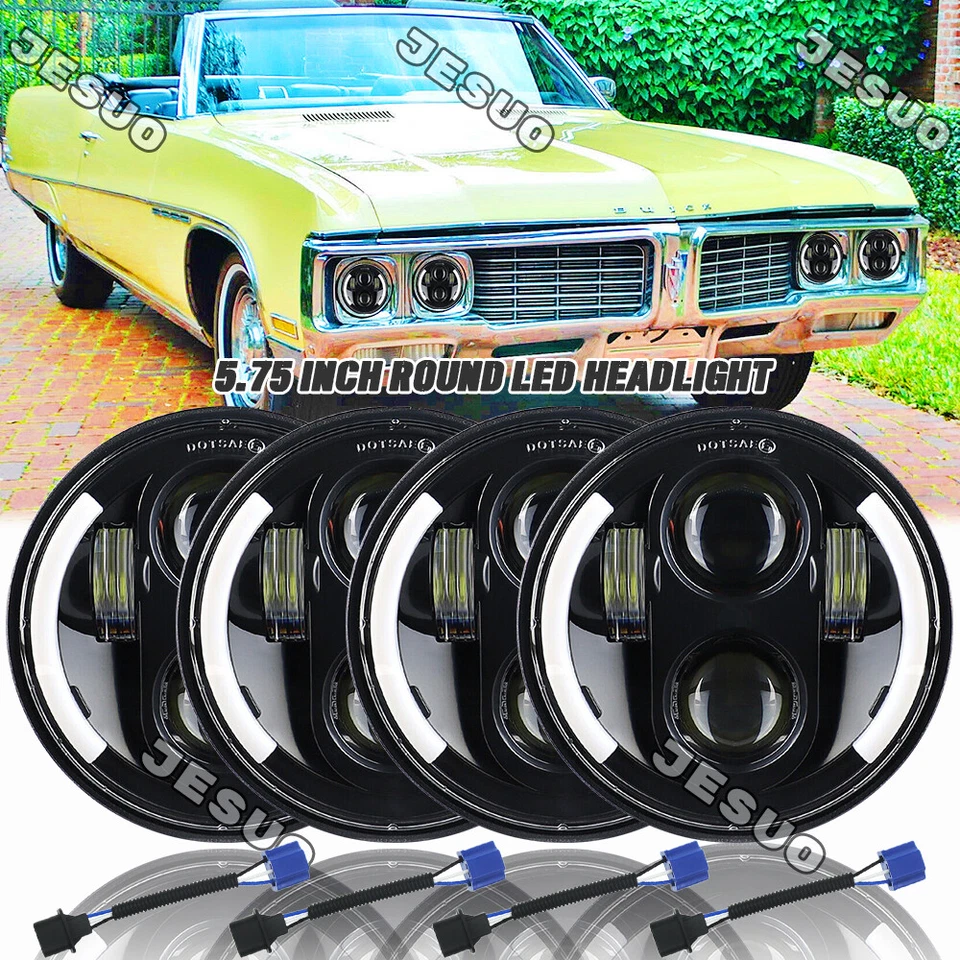 4pcs 5.75" LED Headlights Hi-Lo 6500K White for buick Electra LeSabre Skylark Foto 1 de 4