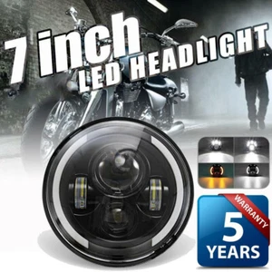 DOT 90W 7" Round LED Headlight Hi/Lo Sealed DRL Lamp for Motorbike Cafe Racer - Picture 1 of 12
