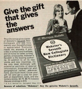 Anuncio impreso vintage 1968 da el regalo que da las respuestas Diccionario Webster - Imagen 1 de 2