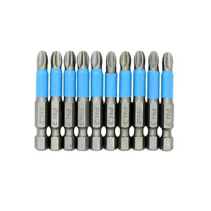 10pc Hex Shank Magnetic Anti Slip Phillips PH3 Electric Screwdriver Bit Set 50mm - Picture 1 of 3