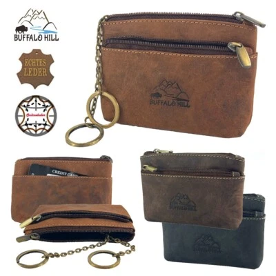 BUFFALO HILL Schlüsseltasche Büffelleder Schlüsselmappe Ring Echt Leder Schlüsseletui Auto