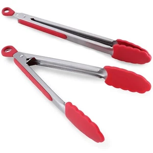 Top Quality Heat Resistant Tongs | Set of 2 Sizes | Lock System | Cooking & BBQ - Picture 1 of 6