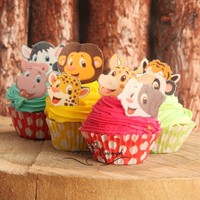 8 Jungle animals safari zoo Edible Wafer Rice Paper Cupcake Cake Topper pre-cut