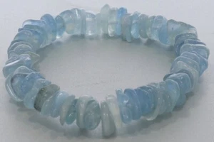  Aquamarin groß Splitter Stretch Schmuck Armband auf Elastikfaden 56mm/19cm SAB2 - Bild 1 von 1