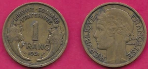 FRANCE 1 FRANC 1931 XF MARIANNE'S HEAD LEFT WEARING A PHRYGIAN CAP DECORATED wit - Picture 1 of 1