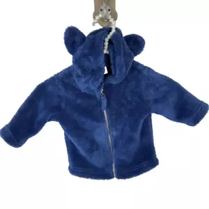 Hanna Andersson Cute Girls Boys blue COZY BEAR FLEECE JACKET 3-6 months hoodie - Picture 1 of 8